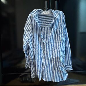 Madewell Blue and White Striped Casual Shirt